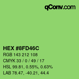 Color code: HEX #8FD46C | qconv.com