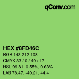 Color code: HEX #8FD46C | qconv.com