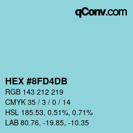 颜色代码: HEX #8FD4DB | qconv.com