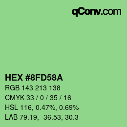 Color code: HEX #8FD58A | qconv.com