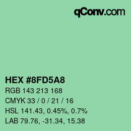 Farbcode: HEX #8FD5A8 | qconv.com