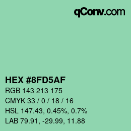 Color code: HEX #8FD5AF | qconv.com