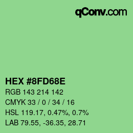 Color code: HEX #8FD68E | qconv.com