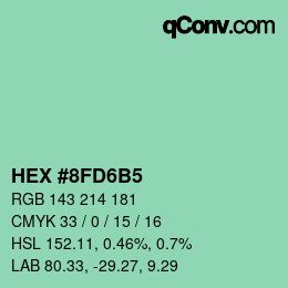 颜色代码: HEX #8FD6B5 | qconv.com