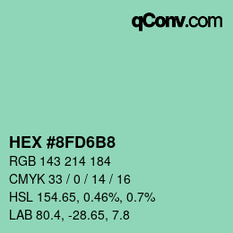 Color code: HEX #8FD6B8 | qconv.com