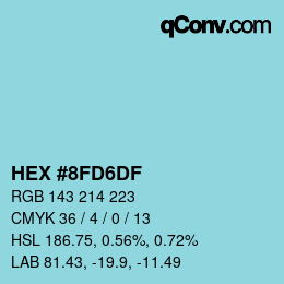 カラーコード: HEX #8FD6DF | qconv.com