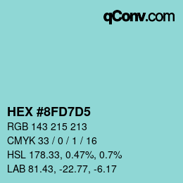 Color code: HEX #8FD7D5 | qconv.com