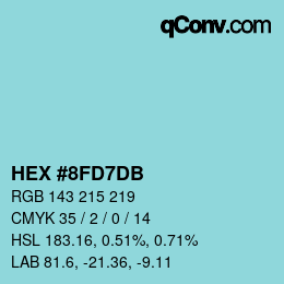 颜色代码: HEX #8FD7DB | qconv.com