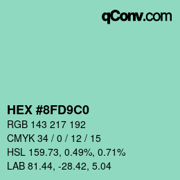 Color code: HEX #8FD9C0 | qconv.com