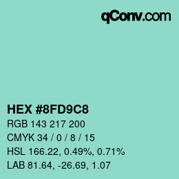 カラーコード: HEX #8FD9C8 | qconv.com