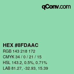 カラーコード: HEX #8FDAAC | qconv.com