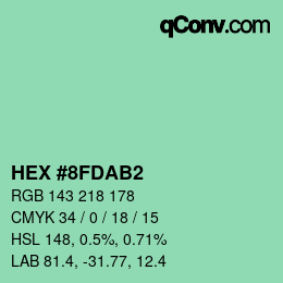 カラーコード: HEX #8FDAB2 | qconv.com
