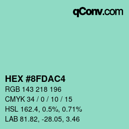 カラーコード: HEX #8FDAC4 | qconv.com