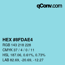 カラーコード: HEX #8FDAE4 | qconv.com