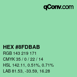 颜色代码: HEX #8FDBAB | qconv.com
