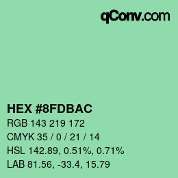 カラーコード: HEX #8FDBAC | qconv.com