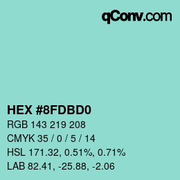カラーコード: HEX #8FDBD0 | qconv.com