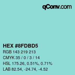 颜色代码: HEX #8FDBD5 | qconv.com