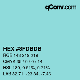 Color code: HEX #8FDBDB | qconv.com