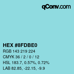 カラーコード: HEX #8FDBE0 | qconv.com
