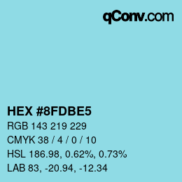 カラーコード: HEX #8FDBE5 | qconv.com