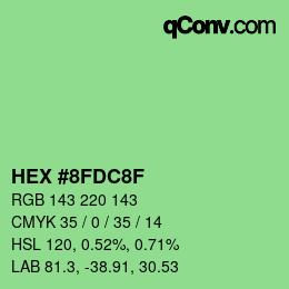 颜色代码: HEX #8FDC8F | qconv.com
