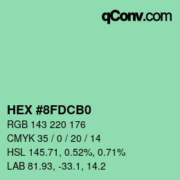 颜色代码: HEX #8FDCB0 | qconv.com
