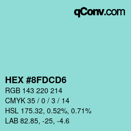 Color code: HEX #8FDCD6 | qconv.com