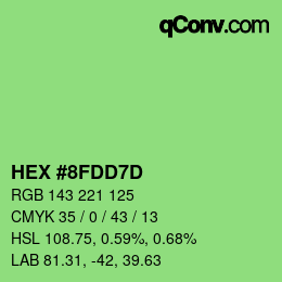Color code: HEX #8FDD7D | qconv.com