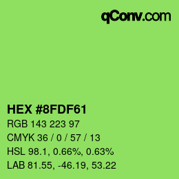 カラーコード: HEX #8FDF61 | qconv.com