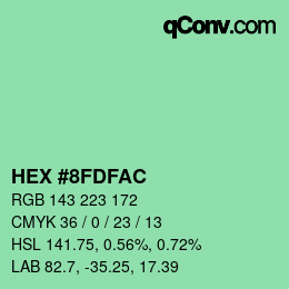 Color code: HEX #8FDFAC | qconv.com