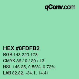 カラーコード: HEX #8FDFB2 | qconv.com