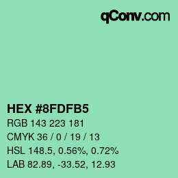 Color code: HEX #8FDFB5 | qconv.com