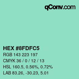 Color code: HEX #8FDFC5 | qconv.com