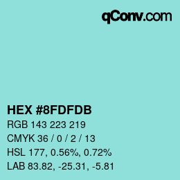 Color code: HEX #8FDFDB | qconv.com