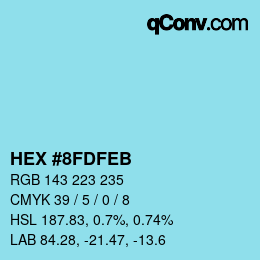 カラーコード: HEX #8FDFEB | qconv.com