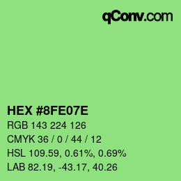 Color code: HEX #8FE07E | qconv.com