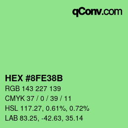 Color code: HEX #8FE38B | qconv.com