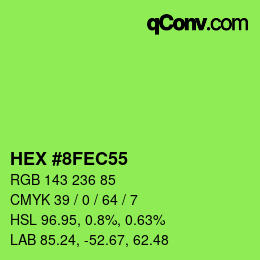 颜色代码: HEX #8FEC55 | qconv.com