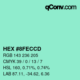 カラーコード: HEX #8FECCD | qconv.com