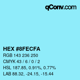 颜色代码: HEX #8FECFA | qconv.com