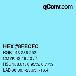 カラーコード: HEX #8FECFC | qconv.com