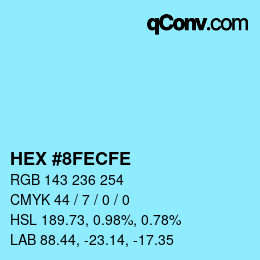 カラーコード: HEX #8FECFE | qconv.com