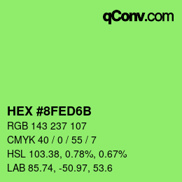 Color code: HEX #8FED6B | qconv.com