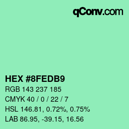カラーコード: HEX #8FEDB9 | qconv.com