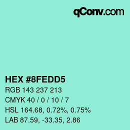 颜色代码: HEX #8FEDD5 | qconv.com