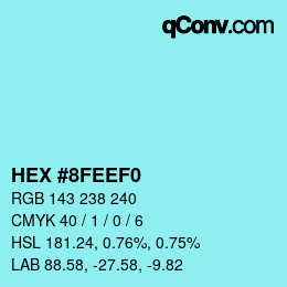 颜色代码: HEX #8FEEF0 | qconv.com