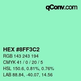 Color code: HEX #8FF3C2 | qconv.com