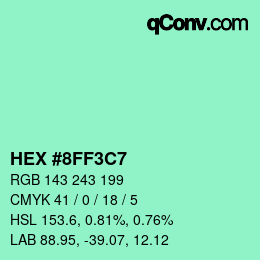 Color code: HEX #8FF3C7 | qconv.com