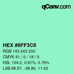 Color code: HEX #8FF3C8 | qconv.com